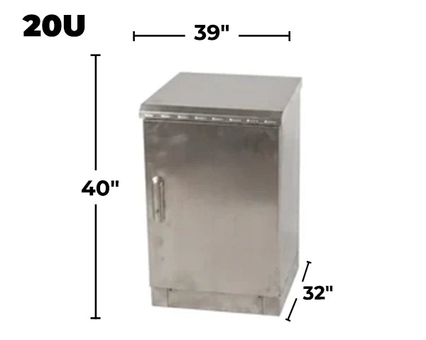 STURDX Essential Series™ 20U IP66 Weatherproof Stainless Steel Outdoor Network Cabinet | 32" × 39" (800 × 1000 mm) | 19-Inch Rack Enclosure