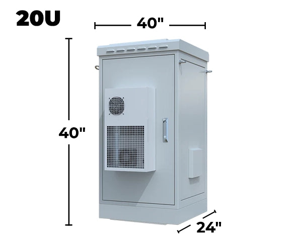 STURDX Climate Series™ 20U IP66 Weatherproof Galvanized Steel Outdoor Network Cabinet with Air Conditioner | 24" × 40" (600 × 1000 mm) | 19-Inch Rack Enclosure