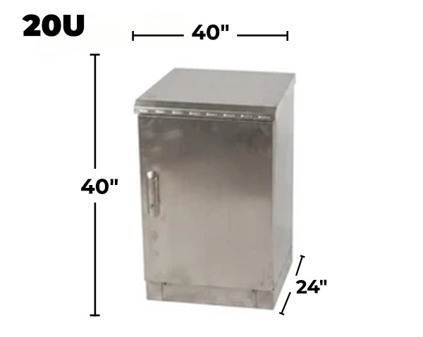 STURDX Essential Series™ 20U IP66 Weatherproof Stainless Steel Outdoor Network Cabinet | 24" × 40" (600 × 1000 mm) | 19-Inch Rack Enclosure