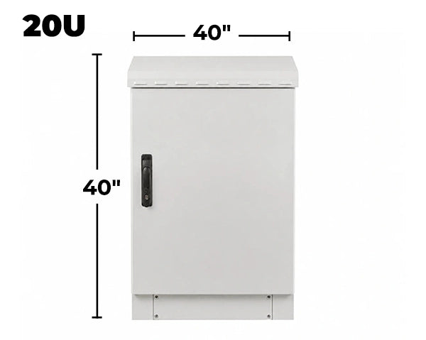 STURDX Essential Series™ 20U IP66 Weatherproof Galvanized Steel Outdoor Network Cabinet | 32" × 40" (800 × 1000 mm) | 19-Inch Rack Enclosure