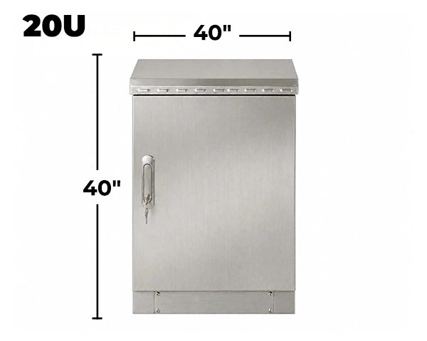 STURDX Essential Series™ 20U IP66 Weatherproof Stainless Steel Outdoor Network Cabinet | 32" × 40" (800 × 1000 mm) | 19-Inch Rack Enclosure