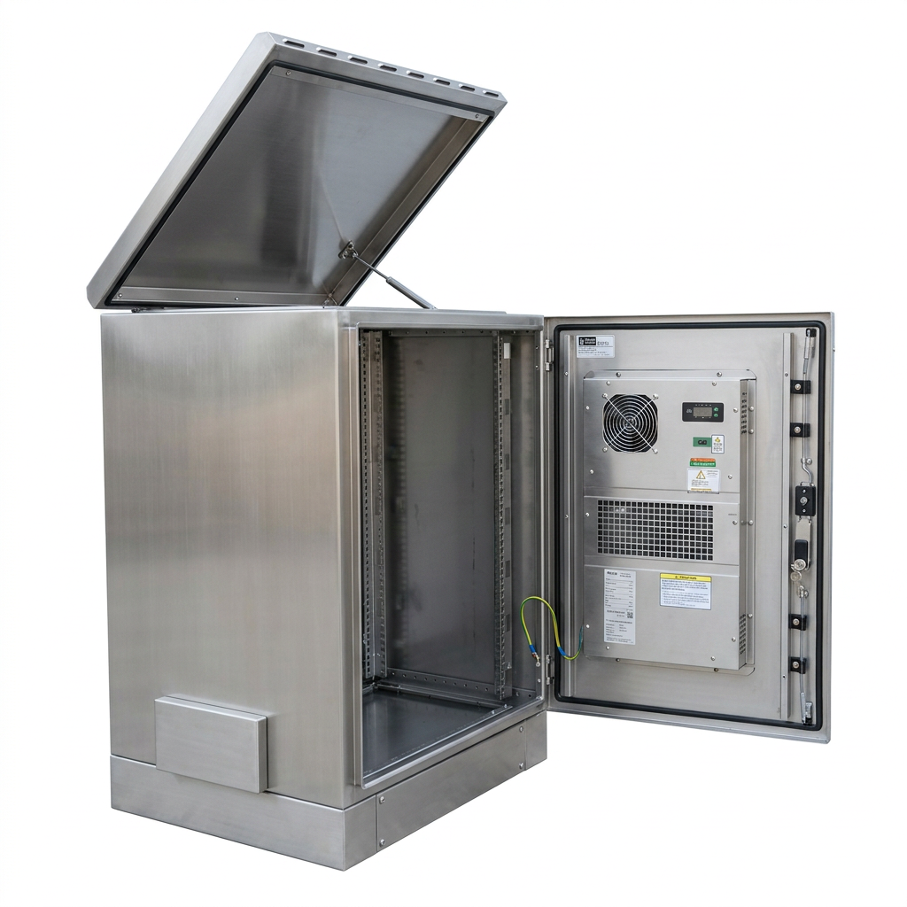 20U stainless steel network cabinet with a door mounted air conditioner