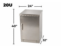 STURDX Essential Series™ 20U IP66 Weatherproof Stainless Steel Outdoor Network Cabinet | 24" × 32" (600 × 800 mm) | 19-Inch Rack Enclosure