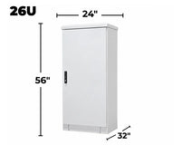 STURDX Essential Series™ 26U IP66 Weatherproof Galvanized Steel Outdoor Network Cabinet | 24" × 32" (600 × 800 mm) | 19-Inch Rack Enclosure