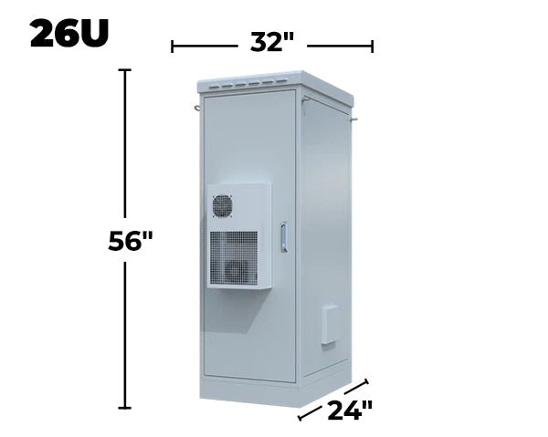 STURDX Climate Series™ 26U IP66 Weatherproof Galvanized Steel Outdoor Network Cabinet with Air Conditioner | 24" × 32" (600 × 800 mm) | 19-Inch Rack Enclosure