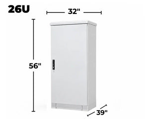 STURDX Essential Series™ 26U IP66 Weatherproof Galvanized Steel Outdoor Network Cabinet | 32" × 40" (800 × 1000 mm) | 19-Inch Rack Enclosure