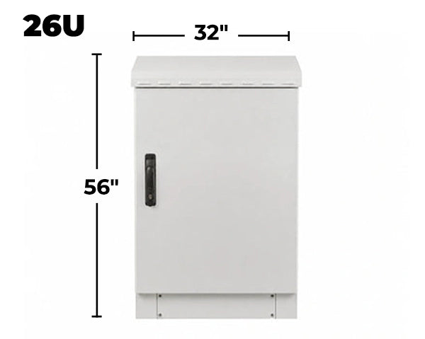 STURDX Essential Series™ 26U IP66 Weatherproof Galvanized Steel Outdoor Network Cabinet | 24" × 32" (600 × 800 mm) | 19-Inch Rack Enclosure