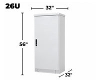 STURDX Essential Series™ 26U IP66 Weatherproof Galvanized Steel Outdoor Network Cabinet | 32" × 32" (800 × 800 mm) | 19-Inch Rack Enclosure