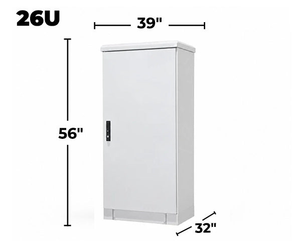 STURDX Essential Series™ 26U IP66 Weatherproof Galvanized Steel Outdoor Network Cabinet | 32" × 40" (800 × 1000 mm) | 19-Inch Rack Enclosure