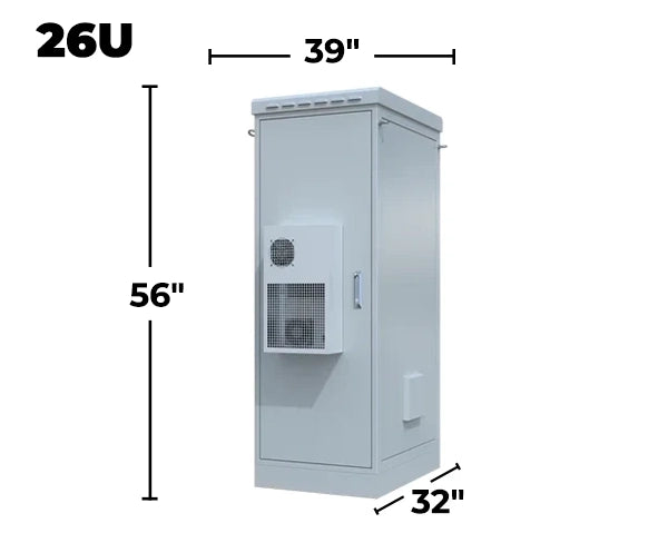 STURDX Climate Series™ 26U IP66 Weatherproof Galvanized Steel Outdoor Network Cabinet with Air Conditioner | 32" × 39" (800 × 1000 mm) | 19-Inch Rack Enclosure