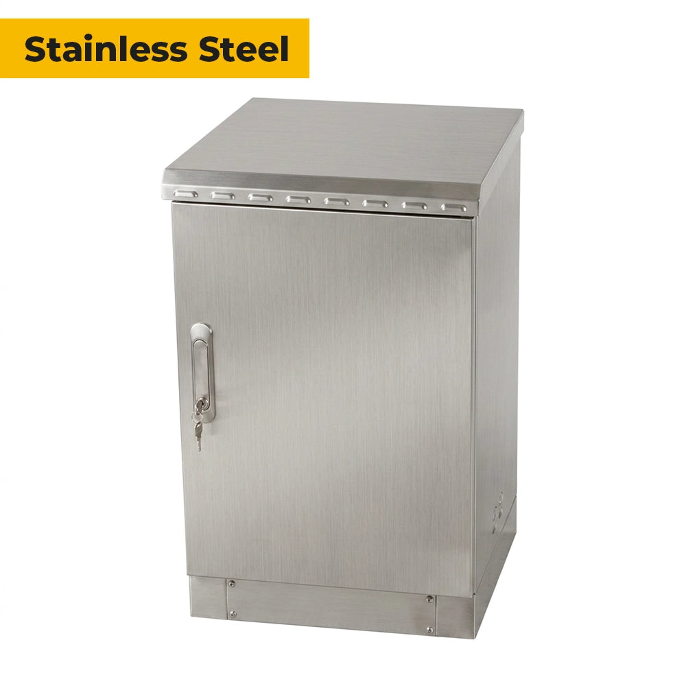 Weatherproof 26U stainless steel outdoor network cabinet for rugged locations