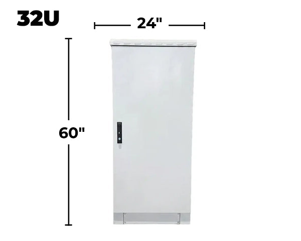 STURDX Essential Series™ 32U IP66 Weatherproof Galvanized Steel Outdoor Network Cabinet | 24" × 24" (600 × 600 mm) | 19-Inch Rack Enclosure