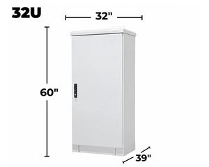 STURDX Essential Series™ 32U IP66 Weatherproof Galvanized Steel Outdoor Network Cabinet | 32" × 39" (800 × 1000 mm) | 19-Inch Rack Enclosure