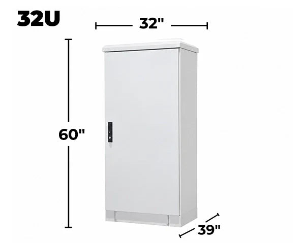 STURDX Essential Series™ 32U IP66 Weatherproof Galvanized Steel Outdoor Network Cabinet | 32" × 39" (800 × 1000 mm) | 19-Inch Rack Enclosure