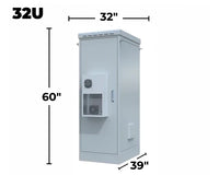 STURDX Climate Series™ 32U IP66 Weatherproof Galvanized Steel Outdoor Network Cabinet with Air Conditioner | 32" × 39" (800 × 1000 mm) | 19-Inch Rack Enclosure