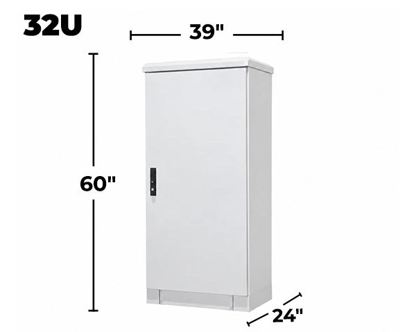 STURDX Essential Series™ 32U IP66 Weatherproof Galvanized Steel Outdoor Network Cabinet | 24" × 39" (600 × 1000 mm) | 19-Inch Rack Enclosure