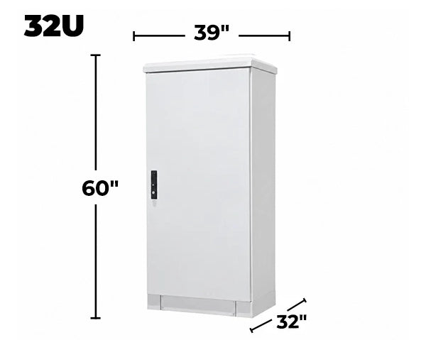 STURDX Essential Series™ 32U IP66 Weatherproof Galvanized Steel Outdoor Network Cabinet | 32" × 39" (800 × 1000 mm) | 19-Inch Rack Enclosure