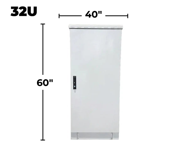 STURDX Essential Series™ 32U IP66 Weatherproof Galvanized Steel Outdoor Network Cabinet | 24" × 40" (600 × 1000 mm) | 19-Inch Rack Enclosure