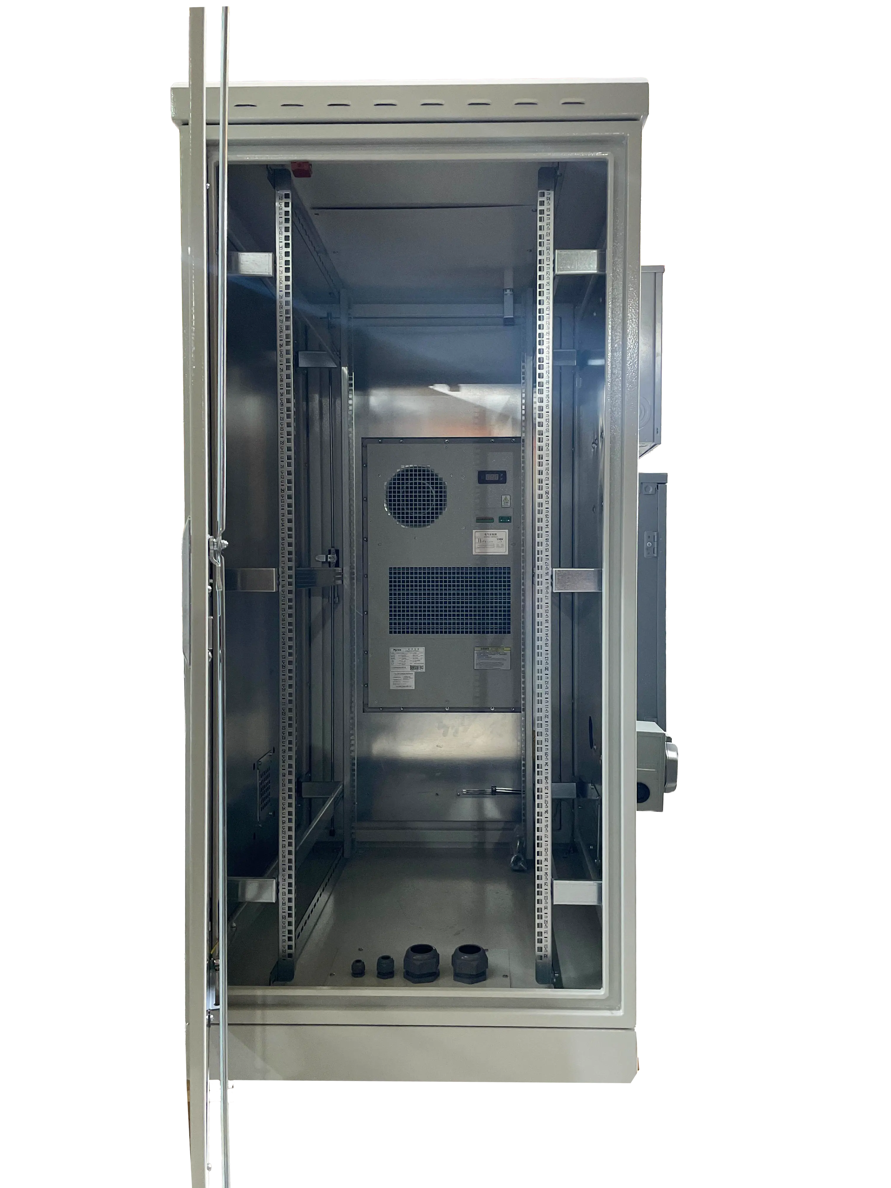 32U network cabinet with integrated control system offers secure, organized storage.