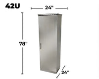 STURDX Essential Series™ 42U Stainless Steel Outdoor Network Cabinet | 24" × 24" (600 × 600 mm) | IP66 Weatherproof | 19-Inch Rack Enclosure