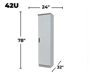 STURDX Essential Series™ 42U Outdoor Network Cabinet | 24" × 32" (600 × 800 mm) | Galvanized Steel | IP66 Weatherproof | 19-Inch Rack Enclosure