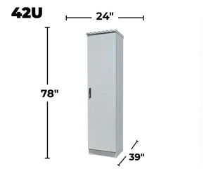 STURDX Essential Series™ 42U IP66 Weatherproof Outdoor Network Cabinet | 24" × 39" (600 × 1000 mm) | Galvanized Steel | 19-Inch Rack Enclosure