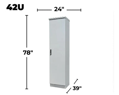 STURDX Essential Series™ 42U IP66 Weatherproof Outdoor Network Cabinet | 24" × 39" (600 × 1000 mm) | Galvanized Steel | 19-Inch Rack Enclosure