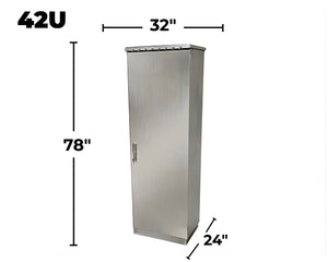 STURDX Essential Series™ 42U IP66 Weatherproof Stainless Steel Outdoor Network Cabinet | 24" × 32" (600 × 800 mm) | 19-Inch Rack Enclosure