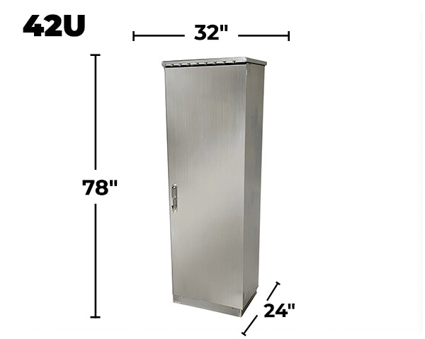 STURDX Essential Series™ 42U IP66 Weatherproof Stainless Steel Outdoor Network Cabinet | 24" × 32" (600 × 800 mm) | 19-Inch Rack Enclosure