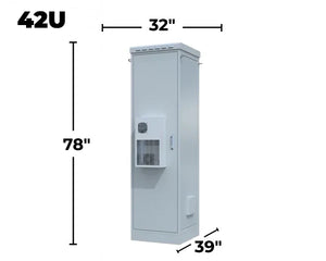 STURDX Climate Series™ 42U Outdoor Network Cabinet with Air Conditioner | 32" × 39" (800 × 1000 mm) | Galvanized Steel | IP66 | 19-Inch Rack Enclosure