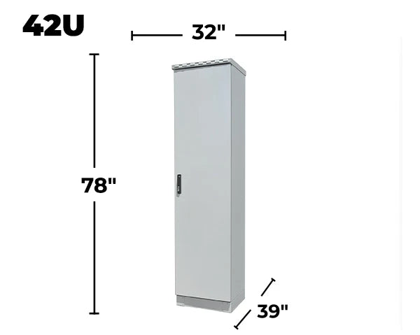STURDX Essential Series™ 42U Outdoor Network Cabinet | 32" × 39" (800 × 1000 mm) | Galvanized Steel | IP66 Weatherproof | 19-Inch Rack Enclosure