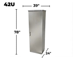STURDX Essential Series™ 42U IP66 Weatherproof Stainless Steel Outdoor Network Cabinet | 24" × 39" (600 × 1000 mm) | 19-Inch Rack Enclosure