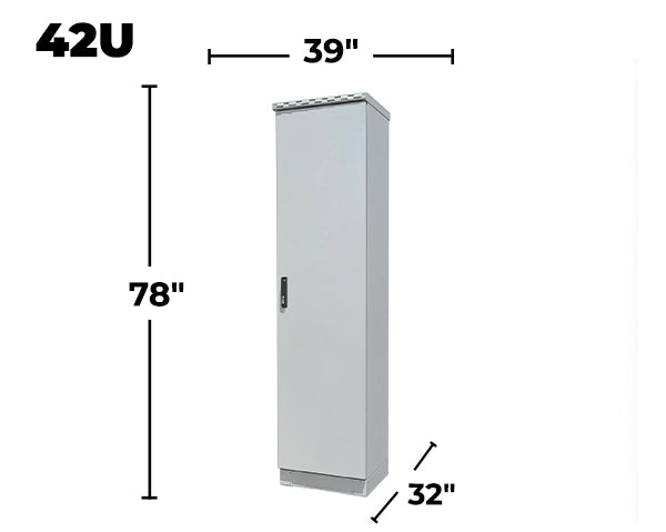 STURDX Essential Series™ 42U Outdoor Network Cabinet | 32" × 39" (800 × 1000 mm) | Galvanized Steel | IP66 Weatherproof | 19-Inch Rack Enclosure