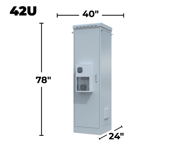 STURDX Climate Series™ 42U IP66 Weatherproof Outdoor Network Cabinet with Air Conditioner | 24" × 40" (600 × 1000 mm) | Galvanized Steel | 19-Inch Rack Enclosure