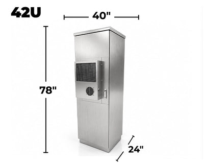 STURDX Climate Series™ 42U IP66 Weatherproof Stainless Steel Outdoor Network Cabinet with Air Conditioner | 24" × 40" (600 × 1000 mm) | 19-Inch Rack Enclosure