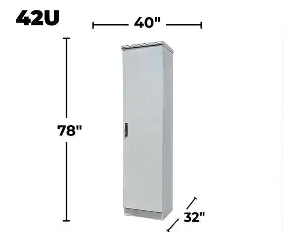 STURDX Essential Series™ 42U Outdoor Network Cabinet | 32" × 40" (800 × 1000 mm) | Galvanized Steel | IP66 Weatherproof | 19-Inch Rack Enclosure