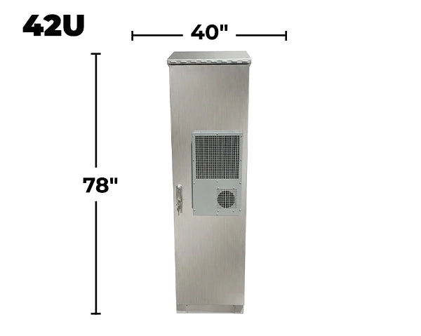 STURDX Climate Series™ 42U IP66 Weatherproof Stainless Steel Outdoor Network Cabinet with Air Conditioner | 24" × 40" (600 × 1000 mm) | 19-Inch Rack Enclosure