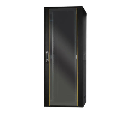 Gabinete en rack para servidores de piso de 42U - Gabinete de red de TI independiente con cerradura y vidrio frontal templado | Modulares con Ruedas | 800 mm de ancho x 1000 mm de profundidad (32"x40")