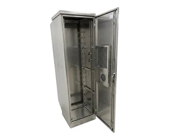STURDX Climate Series™ 42U Stainless Steel Outdoor Network Cabinet with Air Conditioner | 24" × 24" (600 × 600 mm) | IP66 Weatherproof | 19-Inch Rack Enclosure