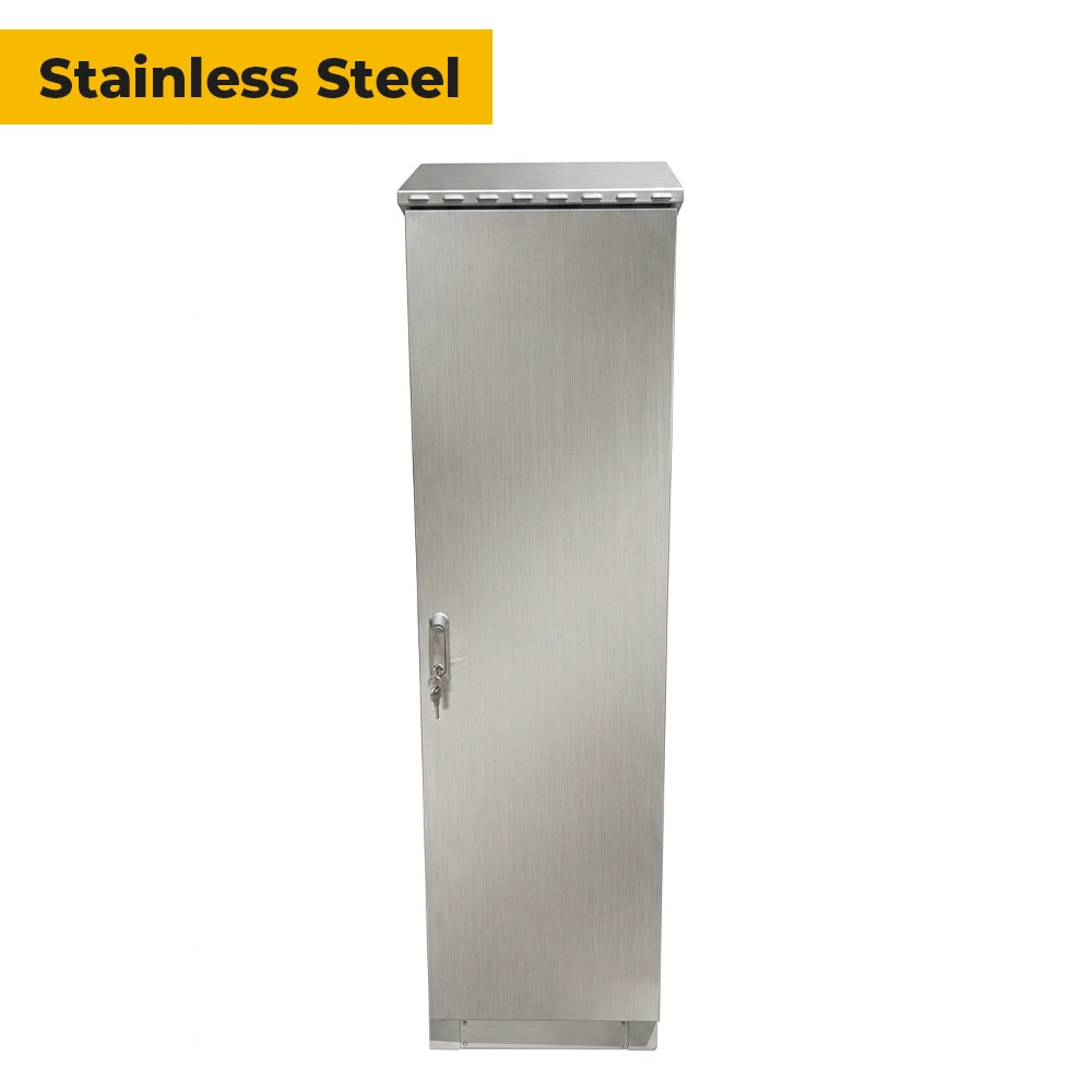 Weatherproof 42U stainless steel outdoor network cabinet for full size deployments