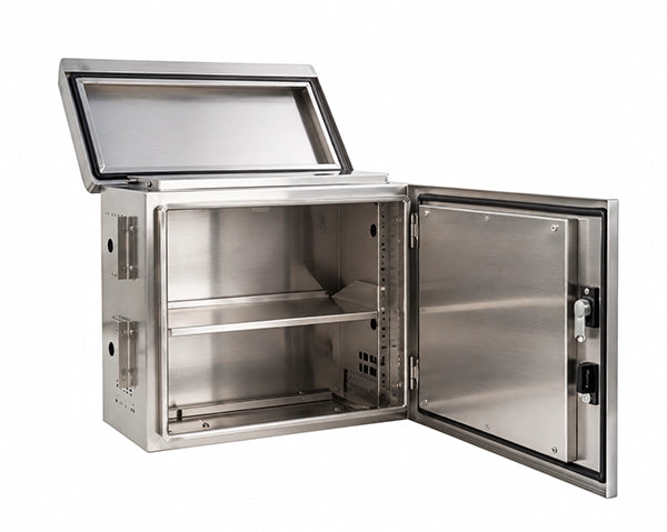 STURDX Essential Series™ 7U IP66 Weatherproof Stainless Steel Outdoor Network Cabinet | 24" × 18" (600 × 450 mm) | 19-Inch Rack Enclosure