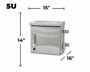 STURDX Outdoor Security Series™ 5U IP66 Weatherproof Stainless Steel Outdoor Mini Security Cabinet | 15" × 16" (371 × 400 mm) | 10-Inch Equipment Enclosure