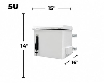 STURDX Outdoor Security Series™ 5U IP66 Weatherproof Galvanized Steel Outdoor Mini Security Cabinet (15" × 16" / 371 × 400 mm)