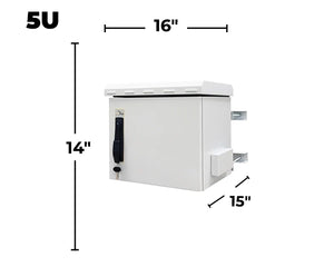 STURDX Outdoor Security Series™ 5U IP66 Weatherproof Galvanized Steel Outdoor Mini Security Cabinet (15" × 16" / 371 × 400 mm)
