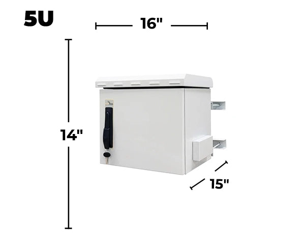 STURDX Outdoor Security Series™ 5U IP66 Weatherproof Galvanized Steel Outdoor Mini Security Cabinet (15" × 16" / 371 × 400 mm)