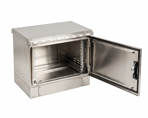 STURDX Essential Series™ 7U IP66 Weatherproof Stainless Steel Outdoor Network Cabinet | 24" × 10" (600 × 250 mm) | 19-Inch Pole Mount Rack Enclosure