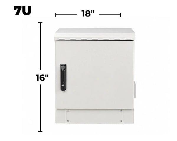 STURDX Essential Series™ 7U IP66 Weatherproof Galvanized Steel Outdoor Network Cabinet | 24" × 18" (600 × 450 mm) | 19-Inch Rack Enclosure