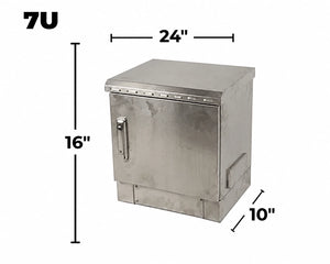 STURDX Essential Series™ 7U IP66 Weatherproof Stainless Steel Outdoor Network Cabinet | 24" × 10" (600 × 250 mm) | 19-Inch Pole Mount Rack Enclosure