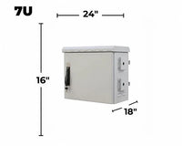 STURDX Essential Series™ 7U IP66 Weatherproof Galvanized Steel Outdoor Network Cabinet | 24" × 18" (600 × 450 mm) | 19-Inch Rack Enclosure