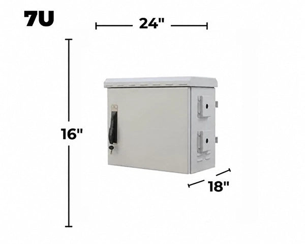 STURDX Essential Series™ 7U IP66 Weatherproof Galvanized Steel Outdoor Network Cabinet | 24" × 18" (600 × 450 mm) | 19-Inch Rack Enclosure